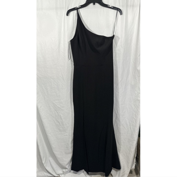 NEW Dress the Population [ Medium ] Amy One Shoulder Crepe‎ Gown in Black - Picture 6 of 14